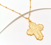 David Markstein Yellow Sterling Silver Scapular Cross Pendant with 16 + 4" Chain